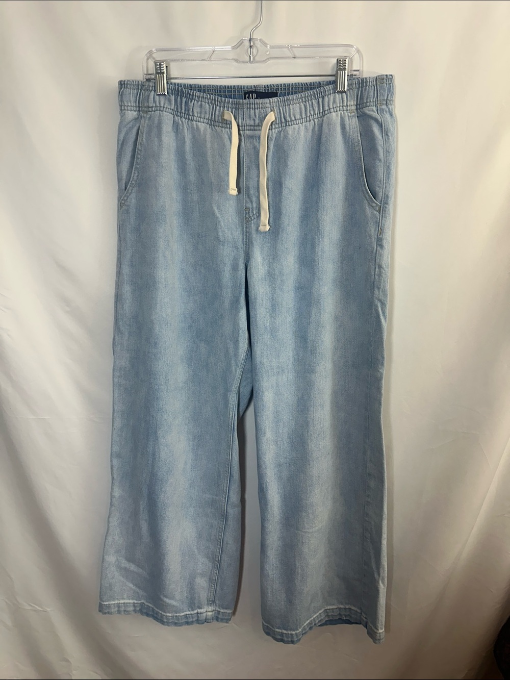 GAP Light Blue Wide-Leg Women's Jeans with Drawstring